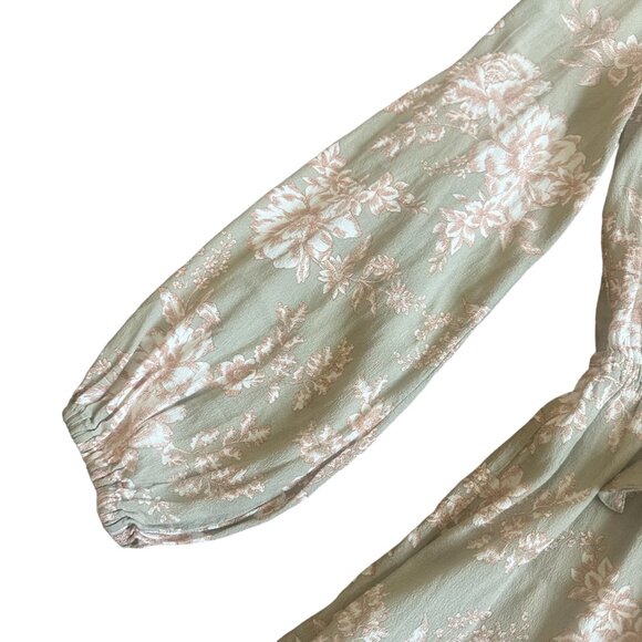 Kivari Tie Front Long Sleeve Mini Dress Flowy Floral Print Size Small Women's - Picture 4 of 14